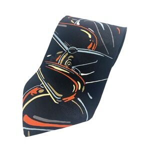 Ralph Marlin & Co. Harley Davidson Abstract Graphic Silk Necktie Mens Short 56"L